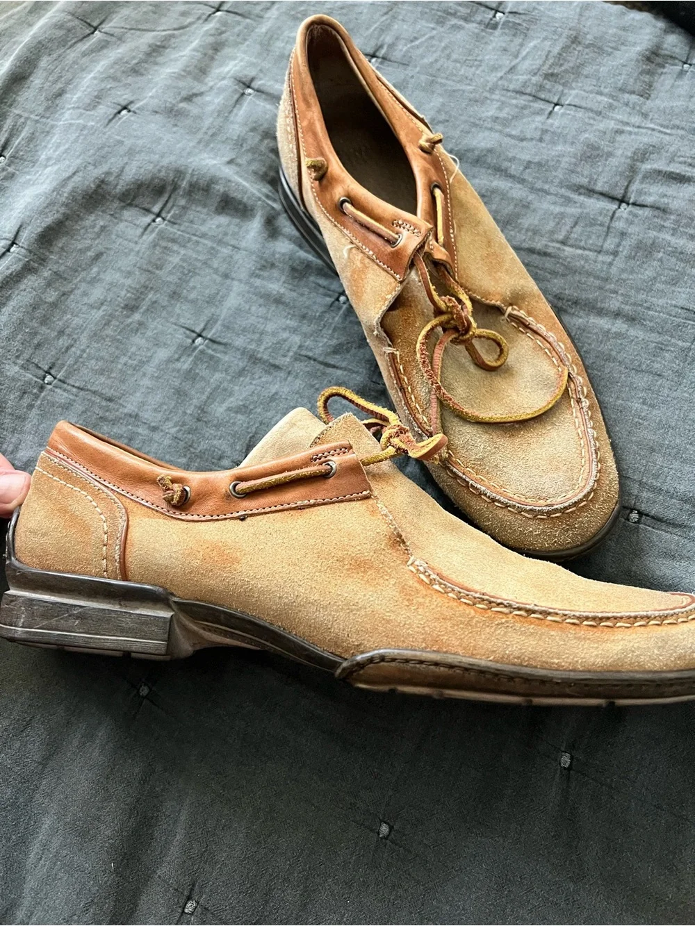BACCO BUCCI MEN' LOAFERS SLIP-ON SHOES TAN TIE-UP SIZE 10